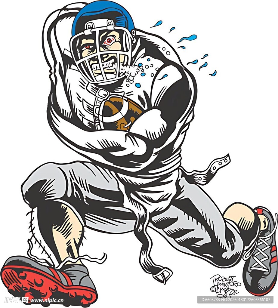 橄榄球运动员奋力持球瞬间