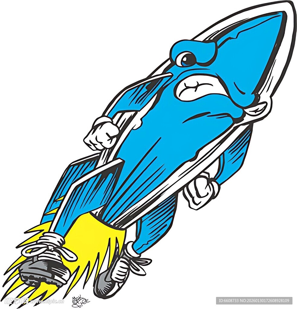 蓝色火箭卡通形象