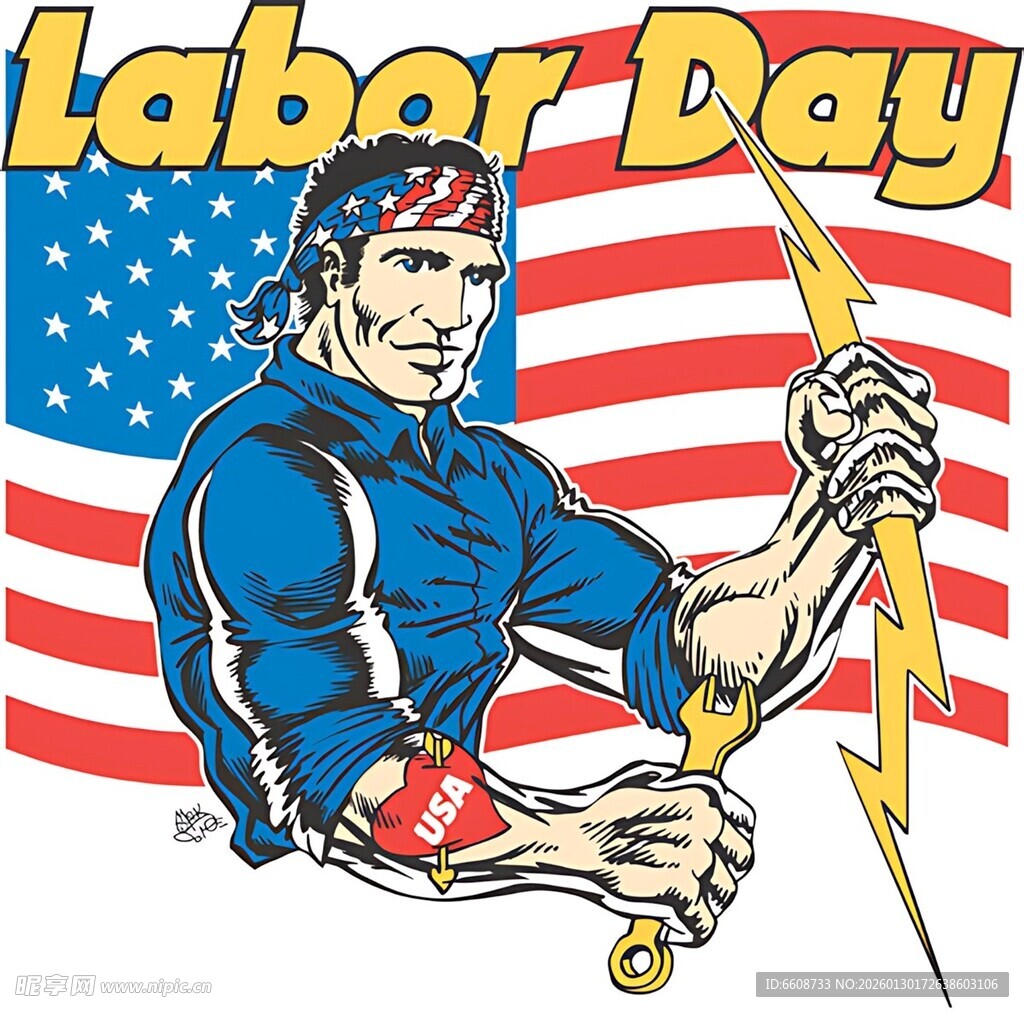 美国劳动节工人插画形象