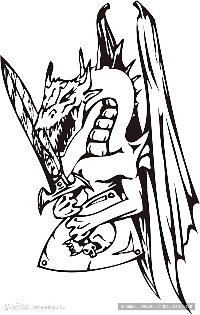 奇幻骑士与龙的战斗场景