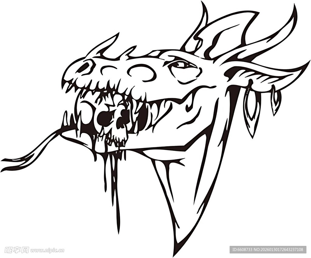 骷髅龙头插画