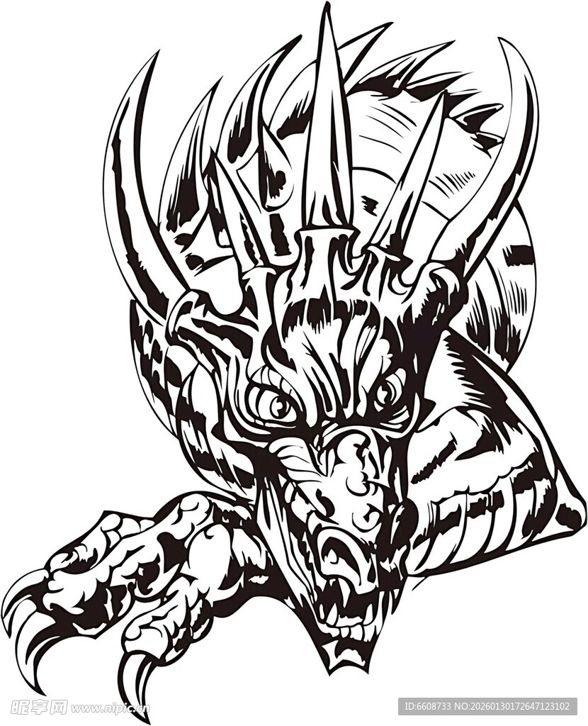 霸气龙首图案设计