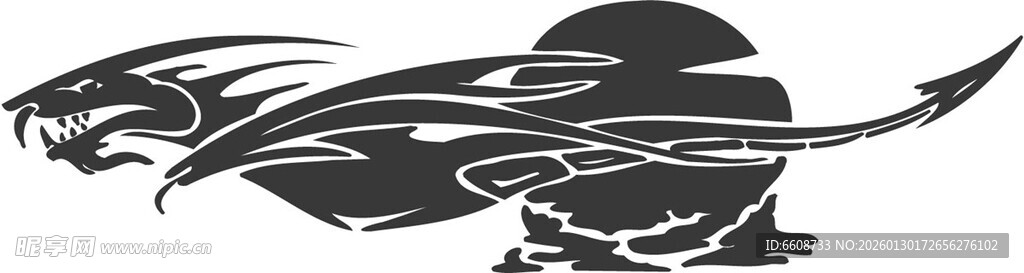 抽象线条黑猫图案设计