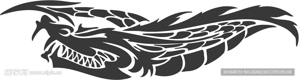 酷炫龙形纹身图案设计