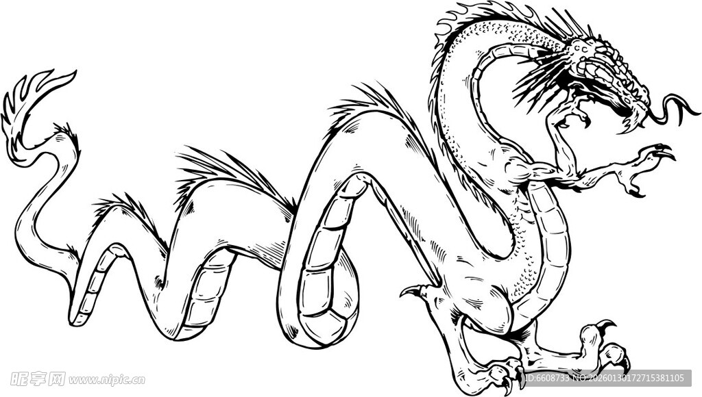 手绘传统风格龙图案