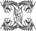 双龙交织图腾设计图案