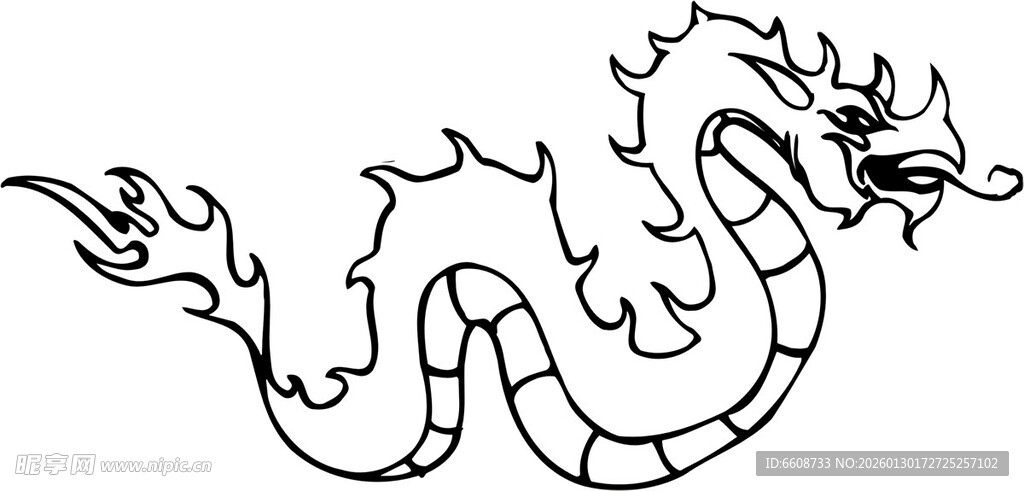 手绘中国龙线条图案