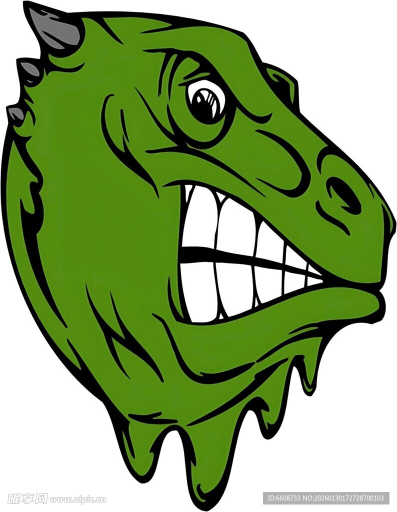 绿色卡通恐龙头部形象