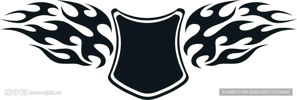 火焰翅膀盾牌图案