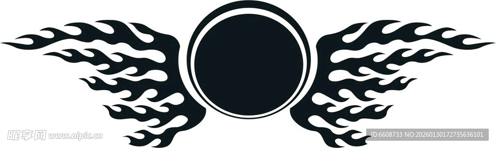 火焰翅膀圆形图案设计