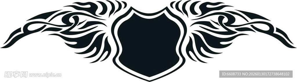 带翅膀盾牌图案设计