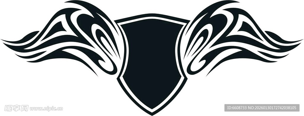 带翅膀盾牌标志设计