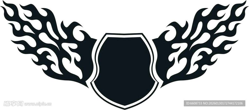 带翅膀盾牌图标设计