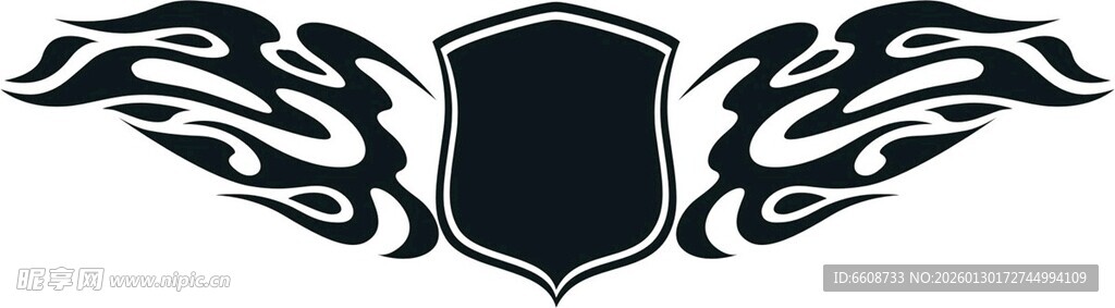 盾牌与翅膀图案设计元素