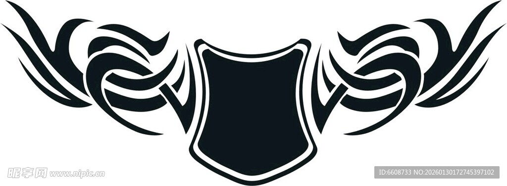 盾牌翅膀图案设计元素