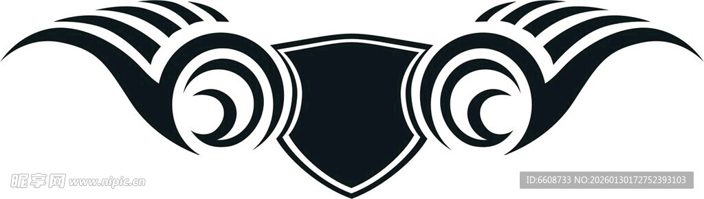 盾牌与翅膀元素装饰图案