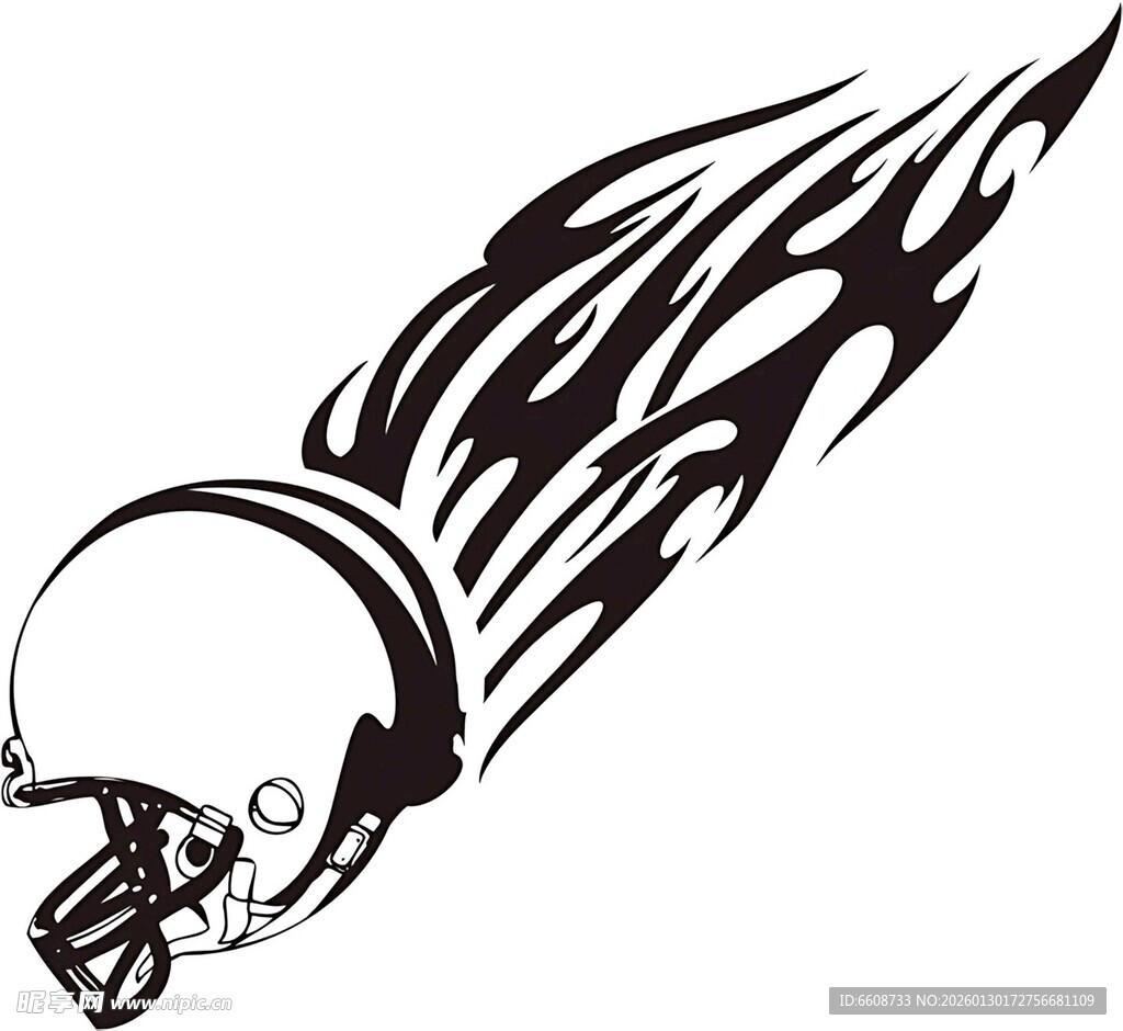 火焰橄榄球头盔图案