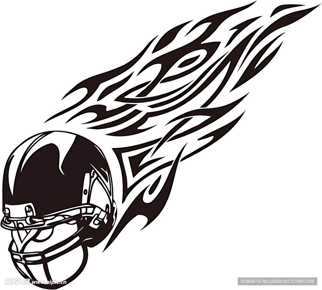 火焰橄榄球头盔图案