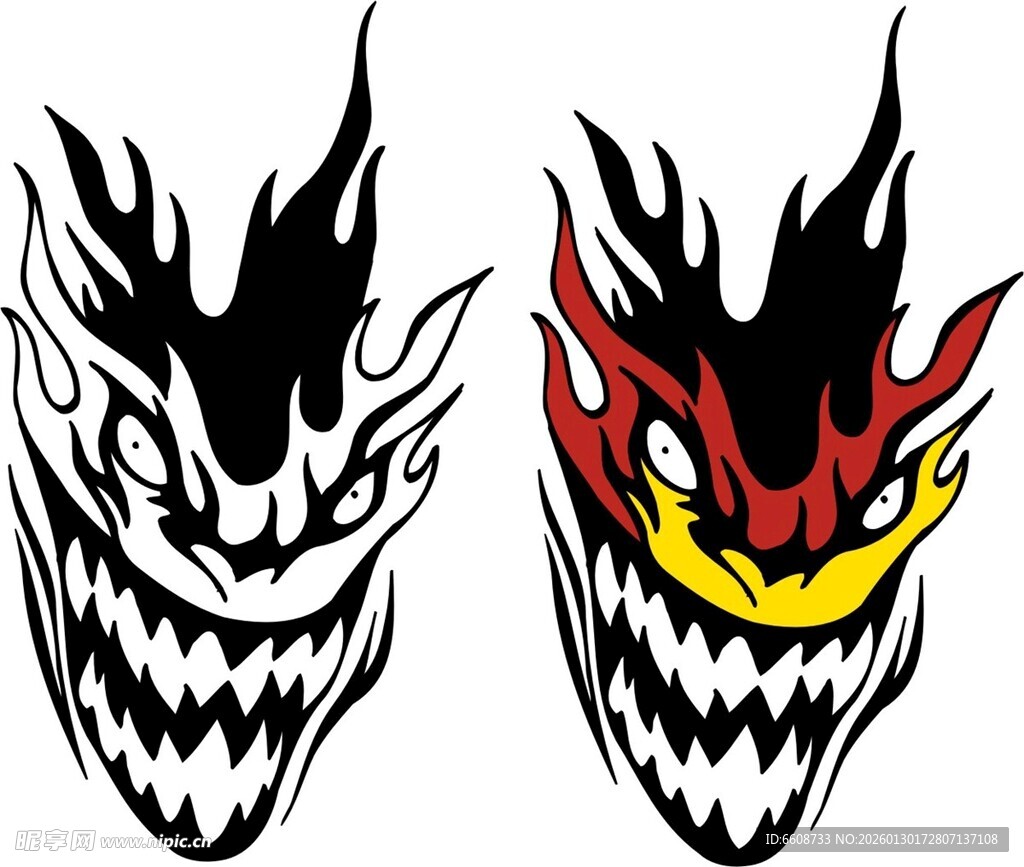 火焰恶魔面具图案设计