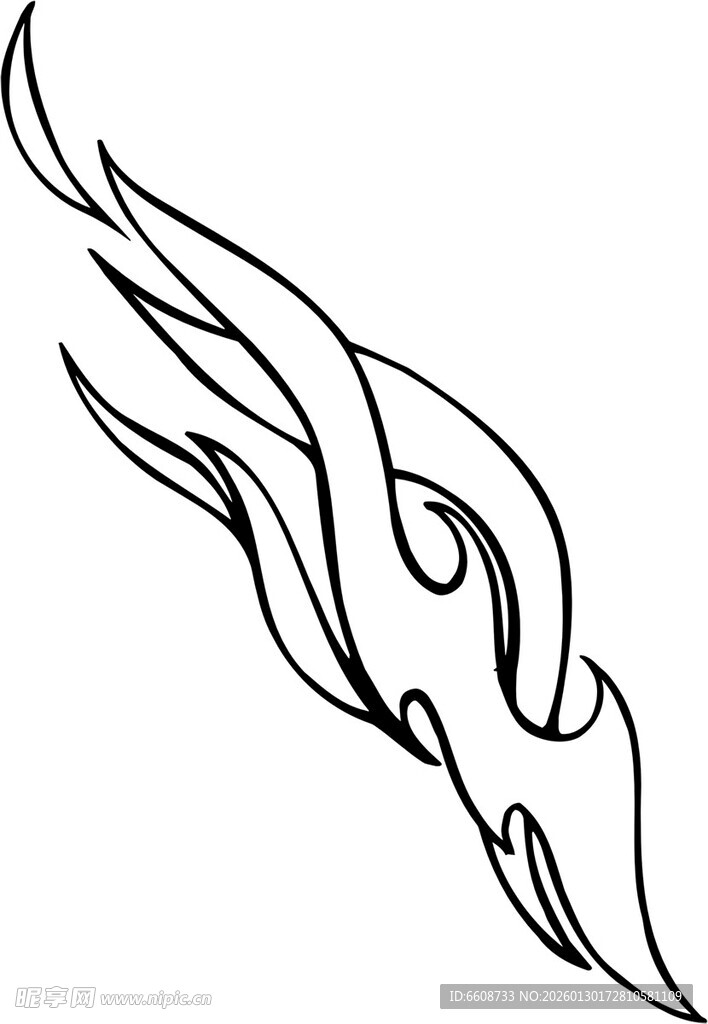 火焰线条纹身图案设计