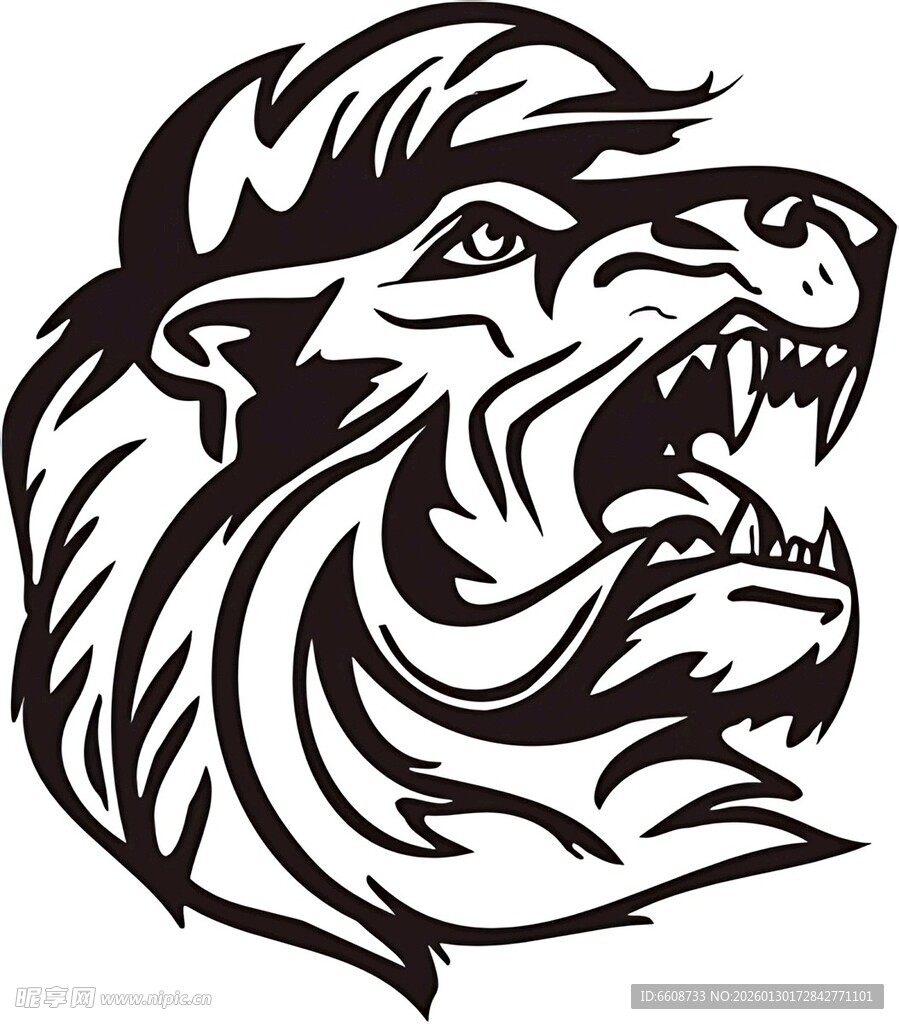 咆哮的狮子头图案