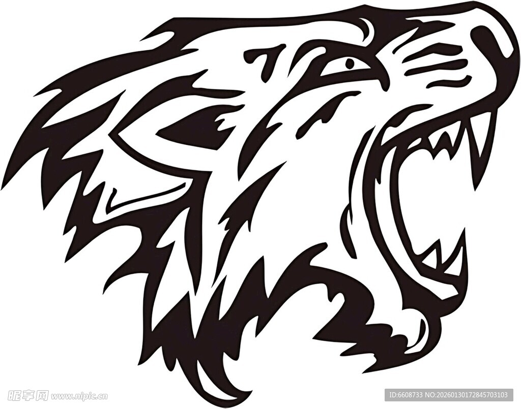 咆哮的狼头图案