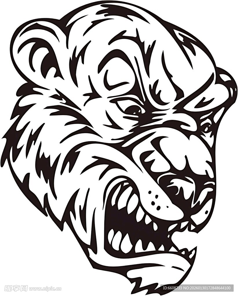 咆哮的熊头图案