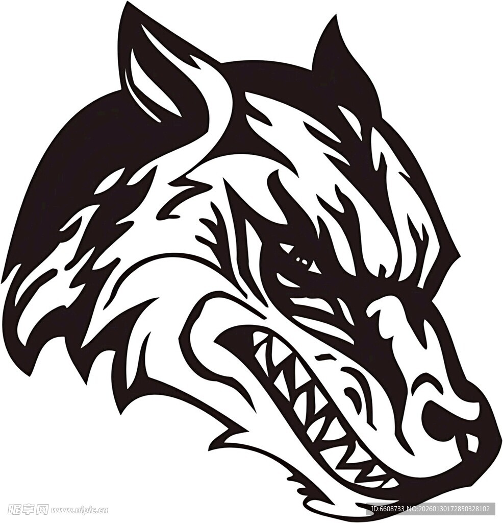凶猛狼头图案