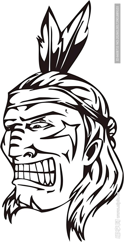 印第安人头像插画