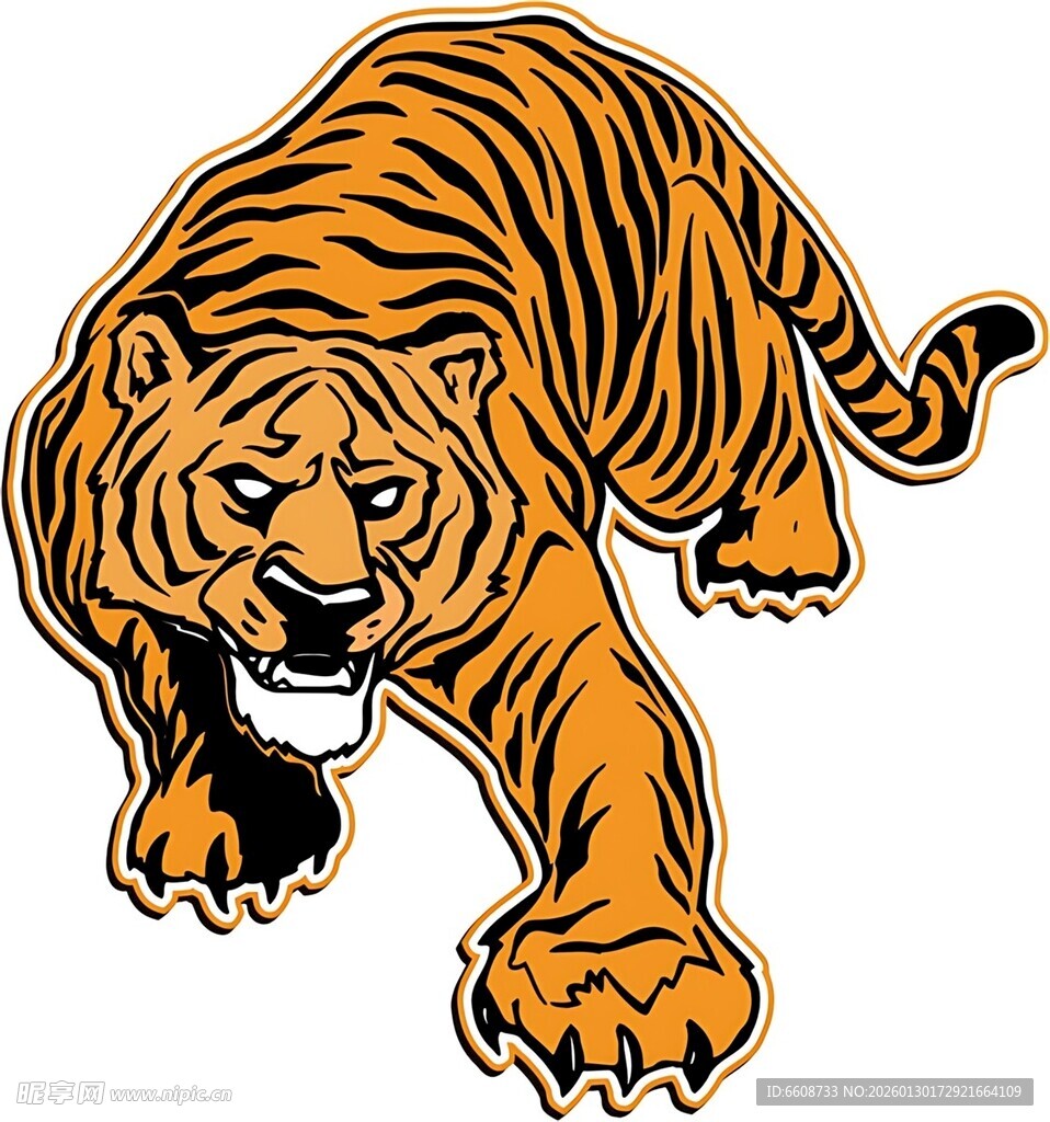 咆哮的老虎卡通形象