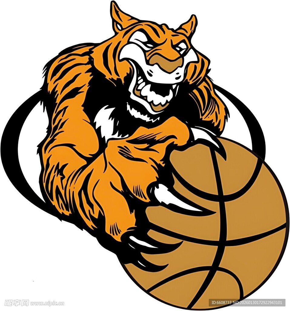 猛虎抓篮球标志形象