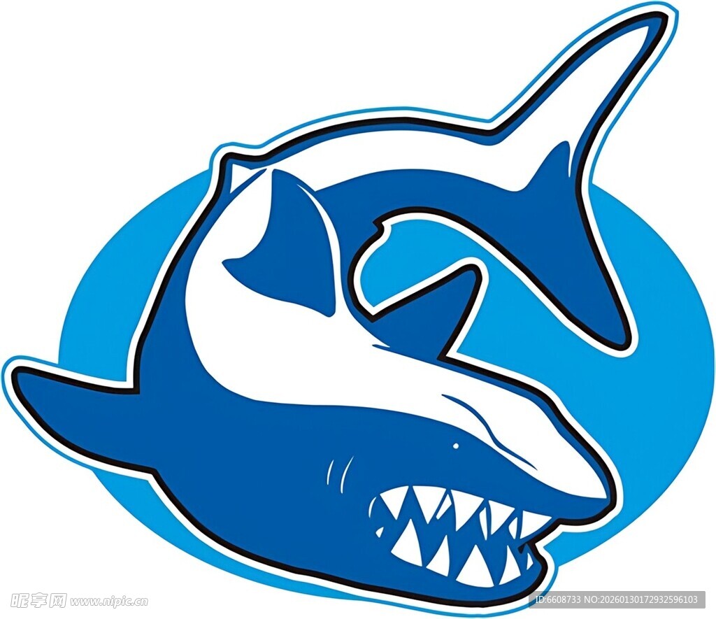 蓝白鲨鱼标志图案