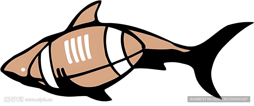 卡通风格条纹鱼形象