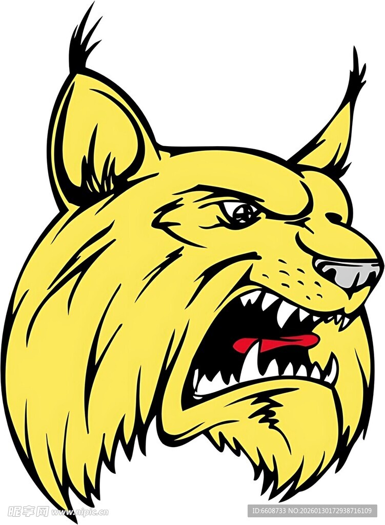 咆哮的黄色野猫头像