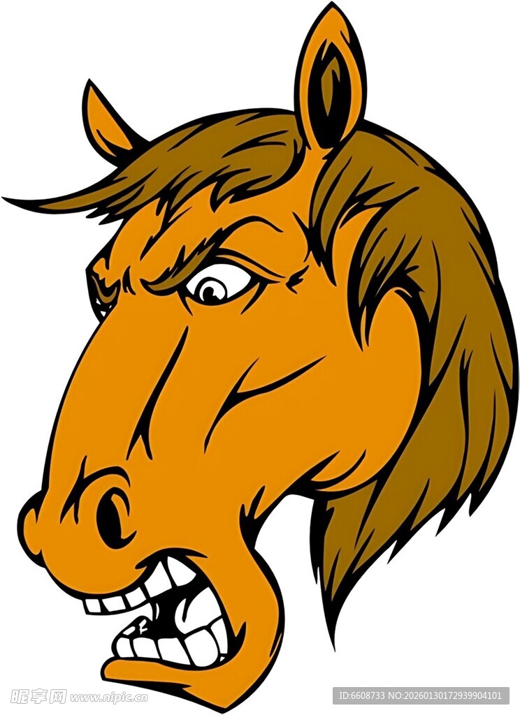 愤怒马头插画