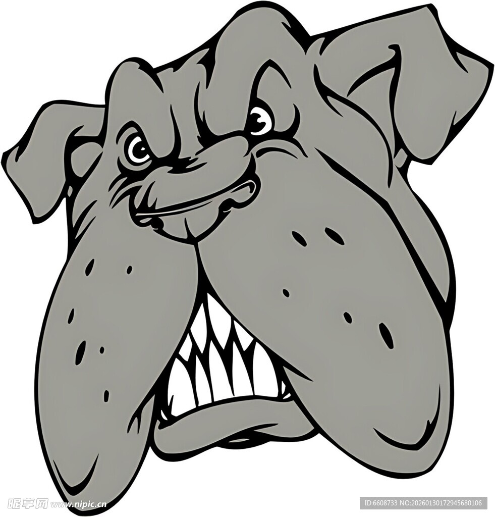 愤怒的斗牛犬卡通形象