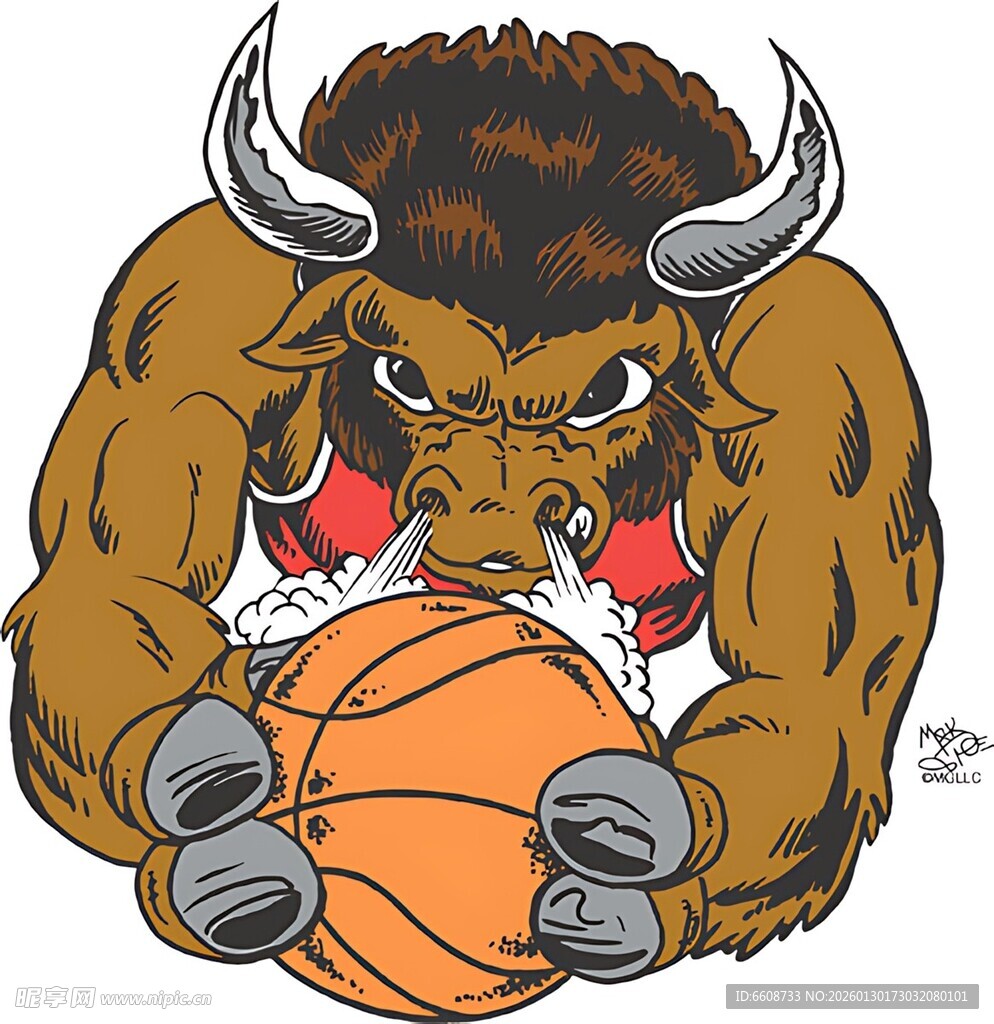 公牛篮球形象插画