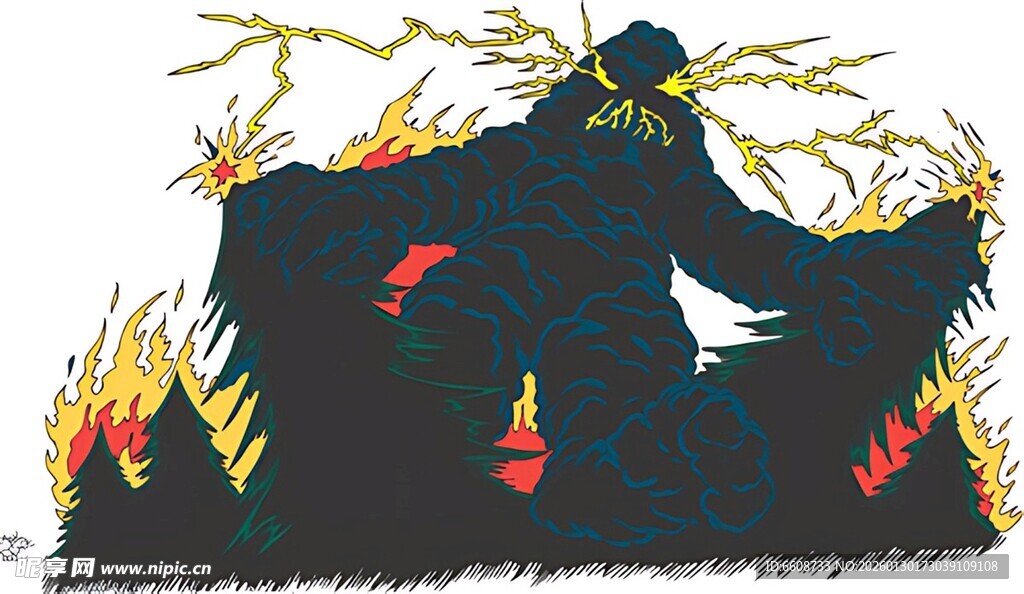 火焰中的神秘黑色轮廓