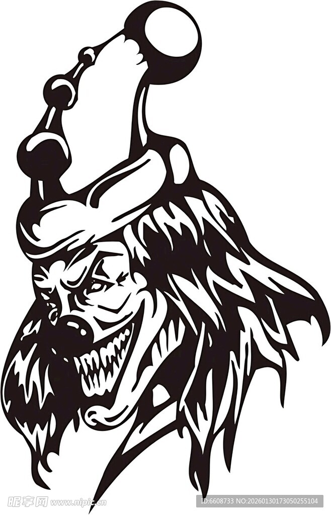 头戴怪帽的长发人物形象