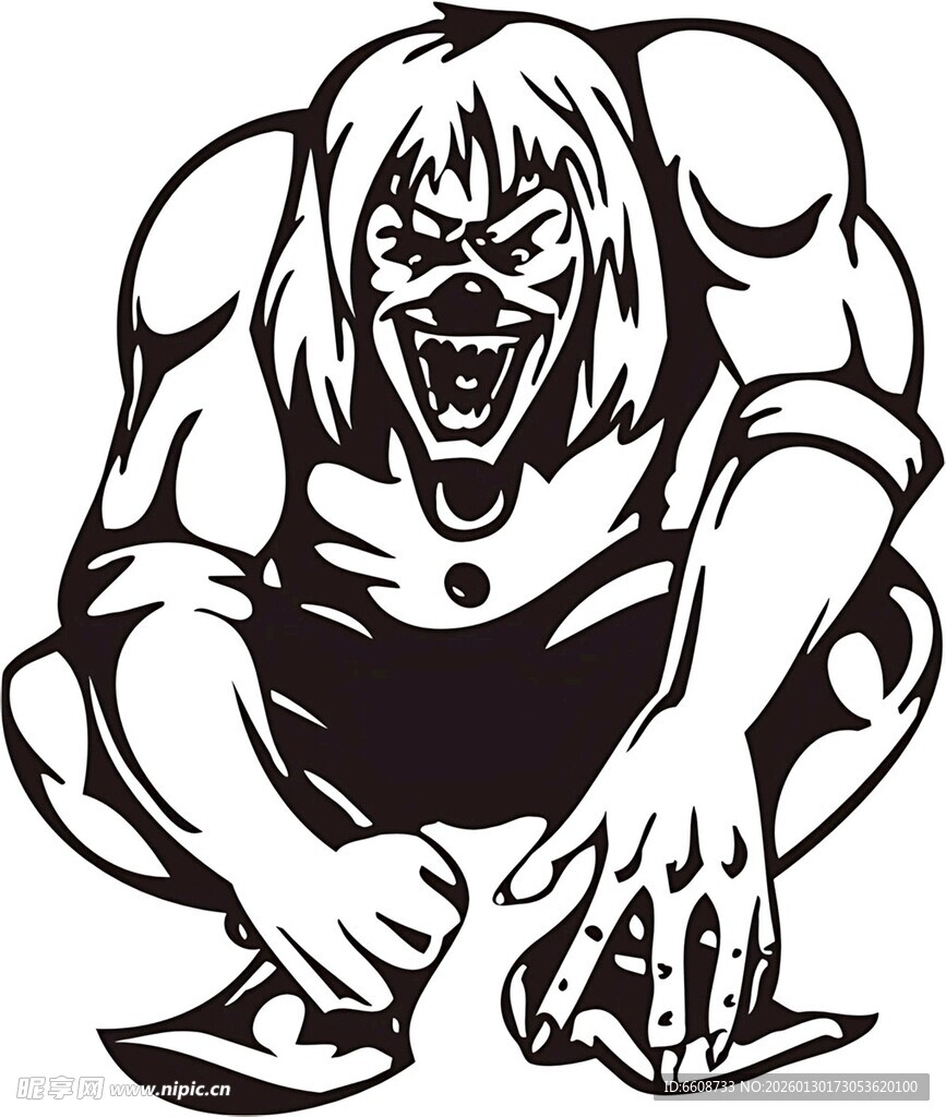 咆哮的肌肉猛男形象