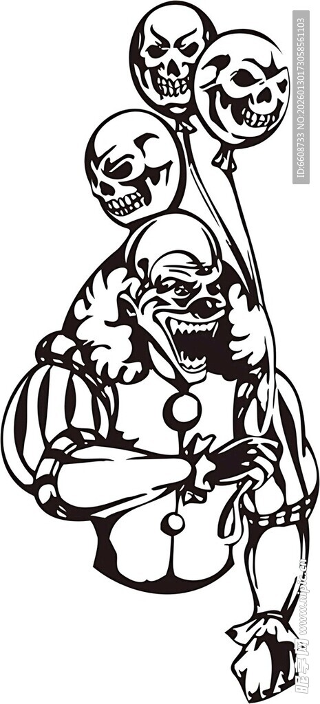 骷髅气球人插画