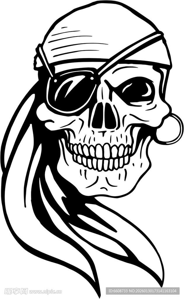 独眼骷髅头插画