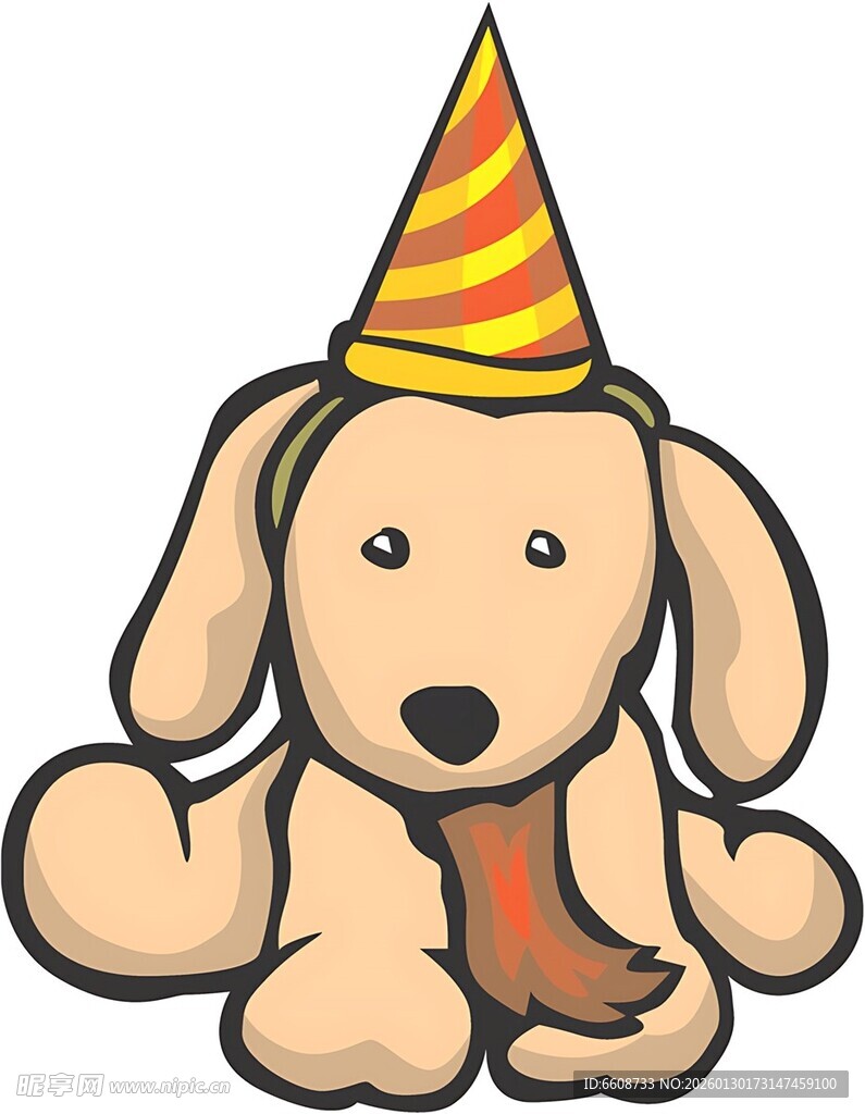 戴派对帽的可爱小狗