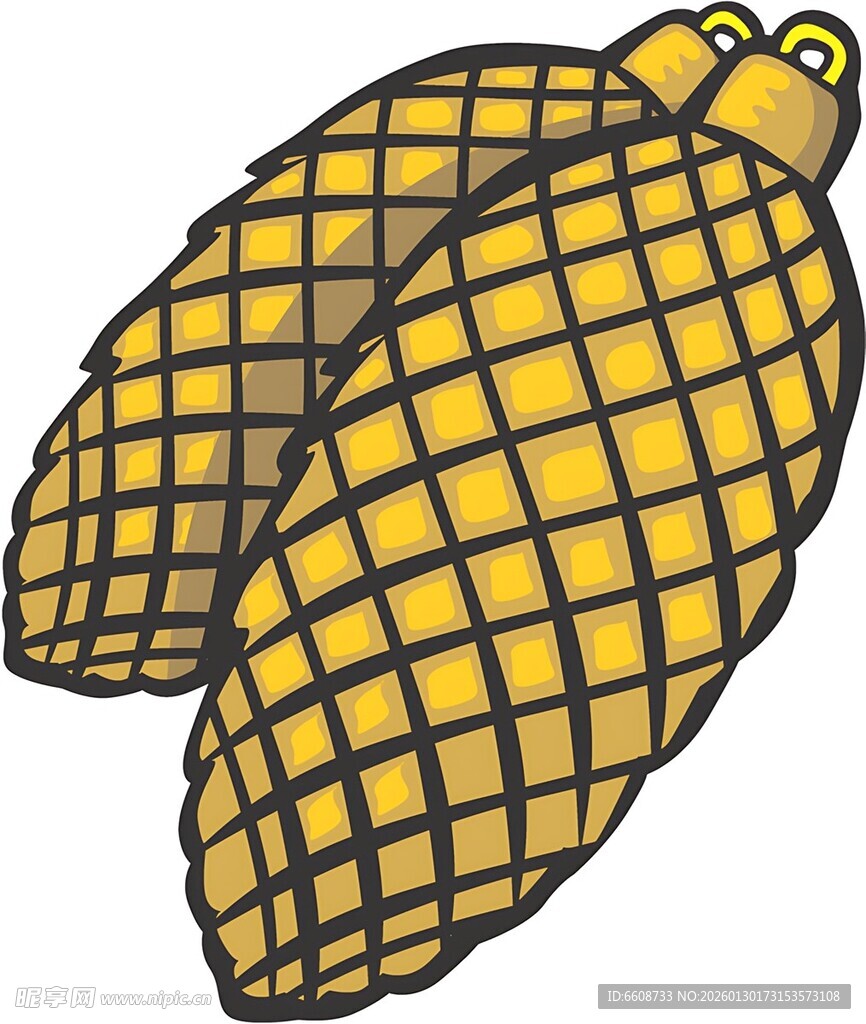 卡通风格的两根玉米棒