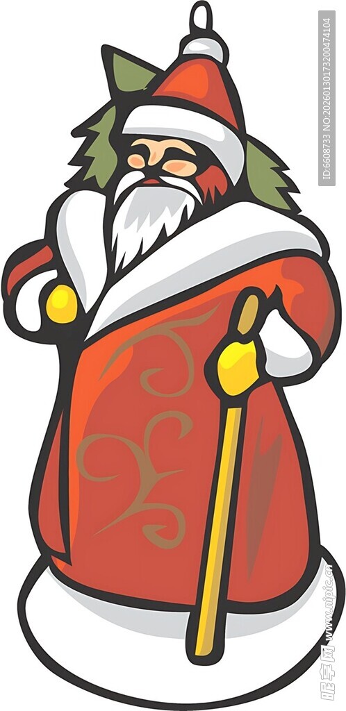 圣诞老人手持拐杖形象