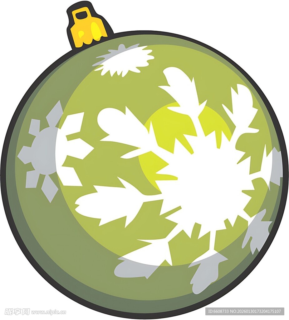 绿色雪花图案圣诞装饰球