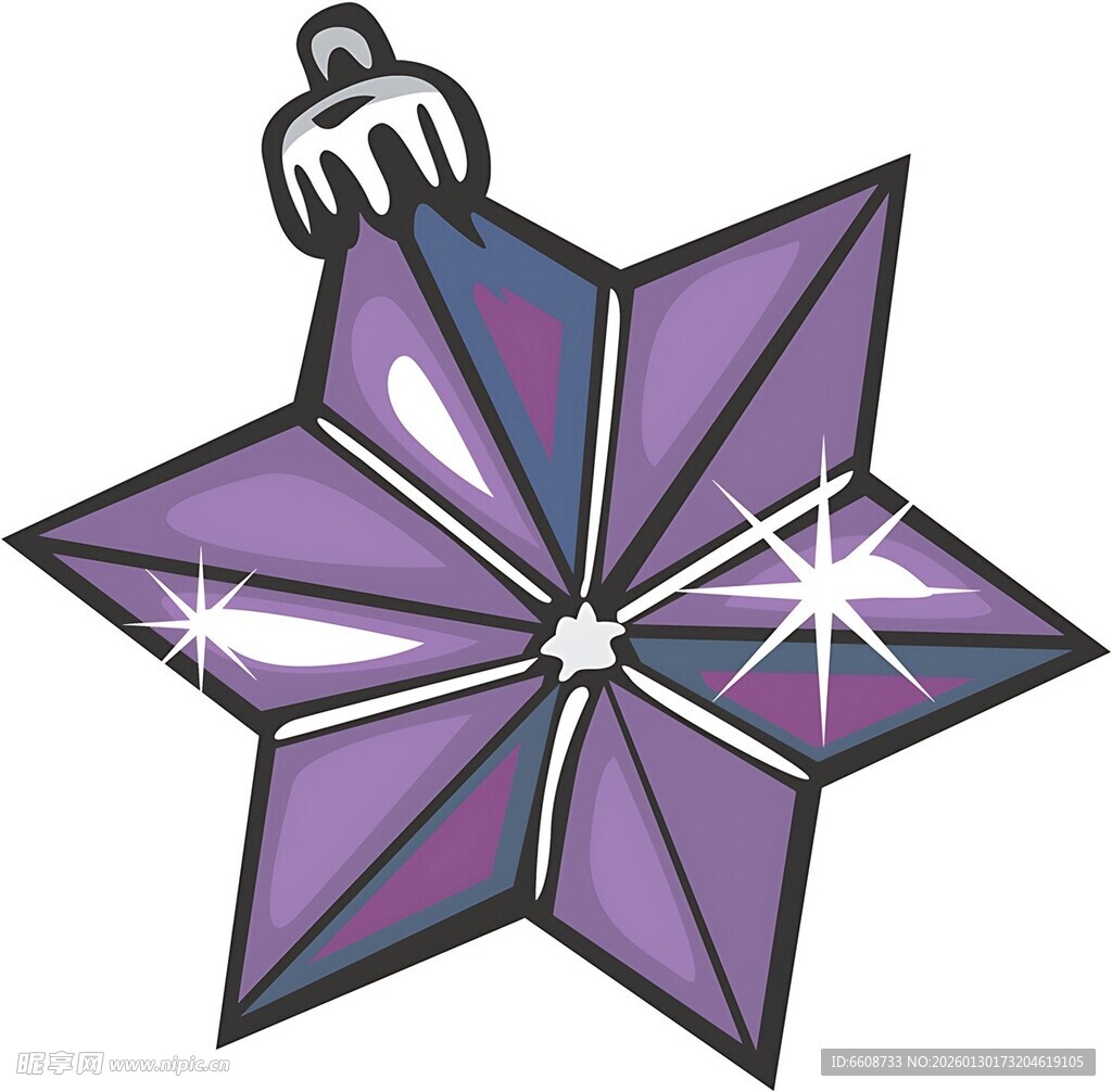 紫色星形圣诞装饰挂件