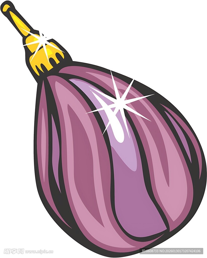 卡通紫色带星装饰的茄子