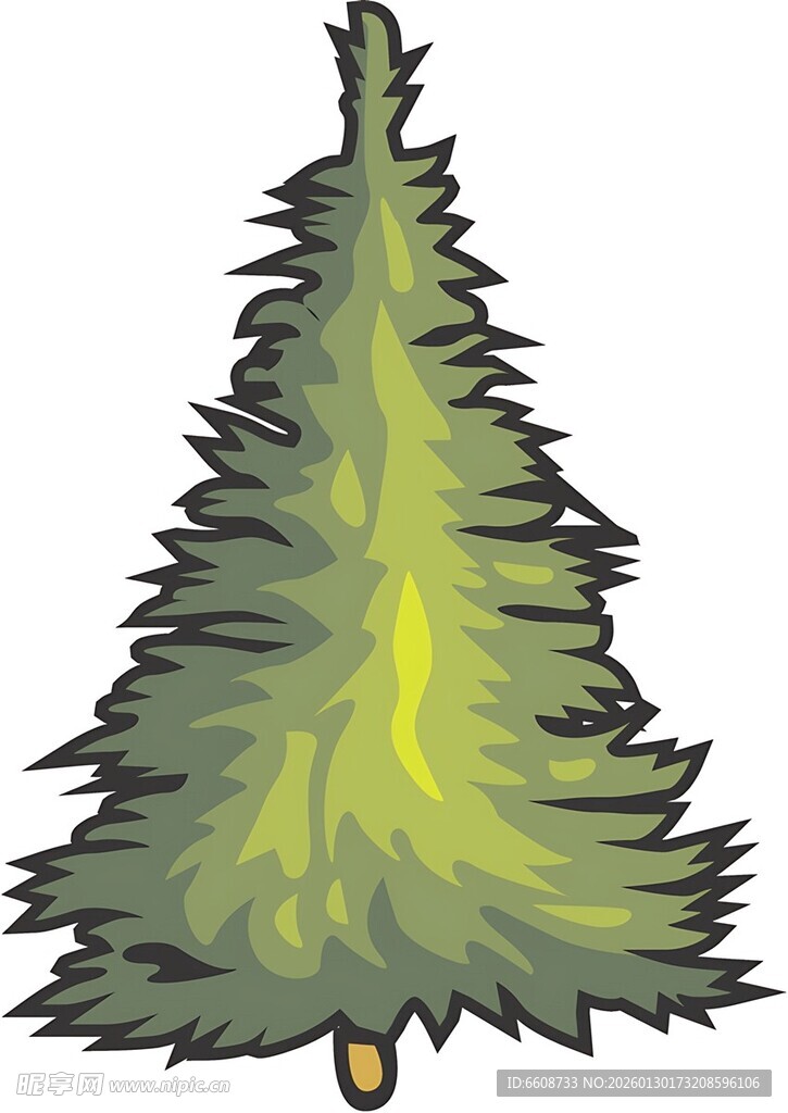 卡通风格绿色圣诞树