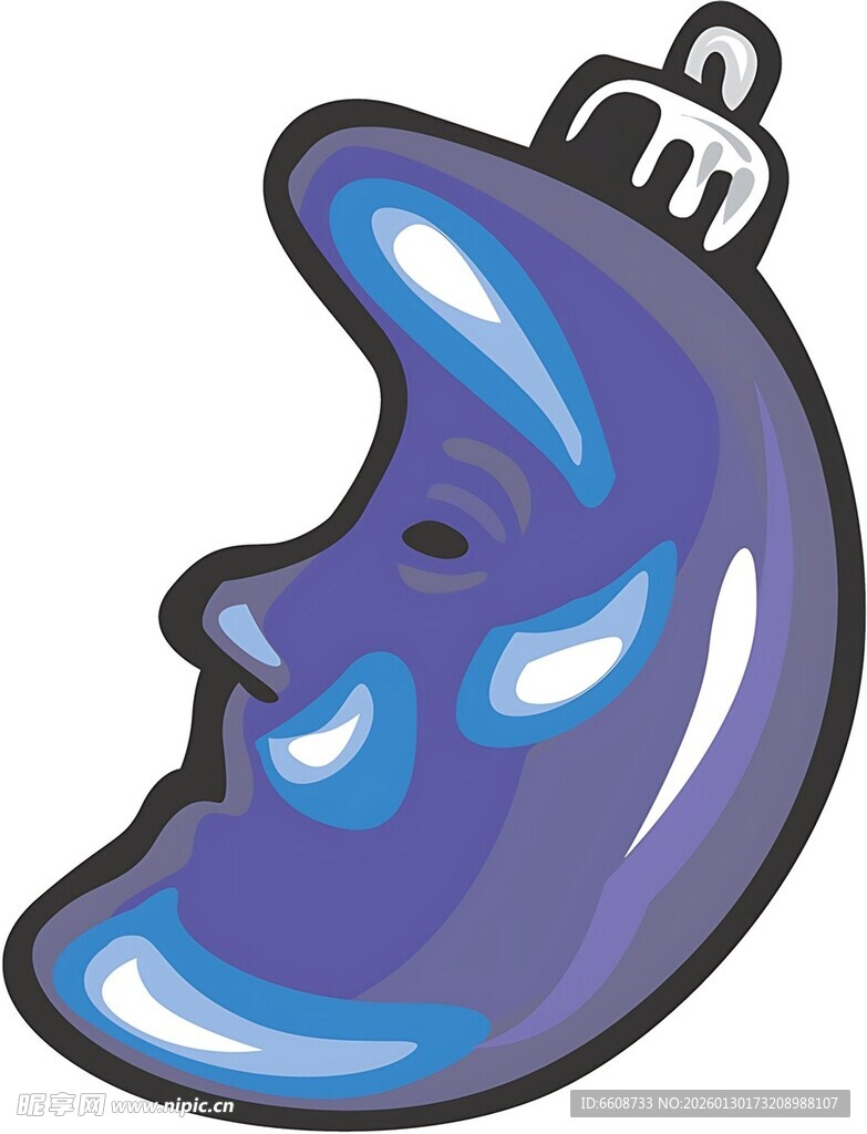 紫色月亮形状圣诞挂饰